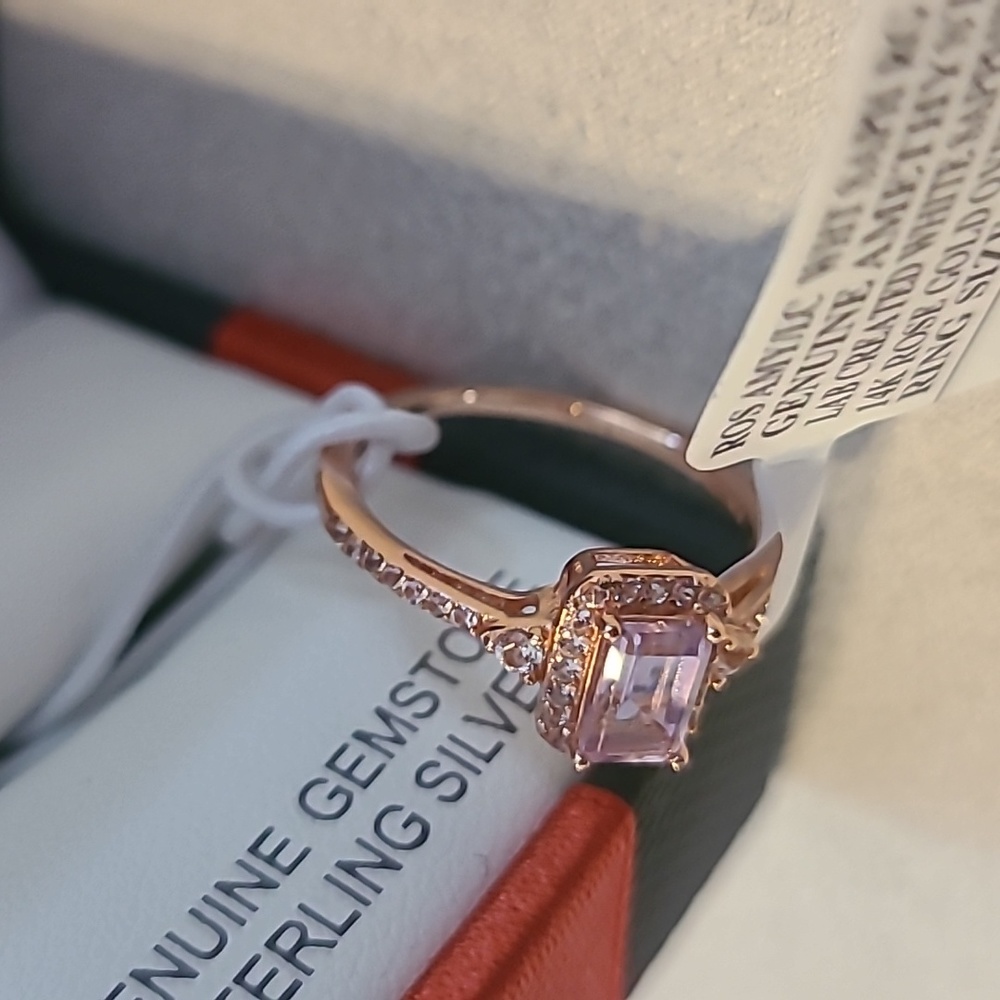 ROSE GOLD GENUINE AMETHYST STERLING SILVER 18" PENDANT & MATCHING RING - Picture 14 of 15